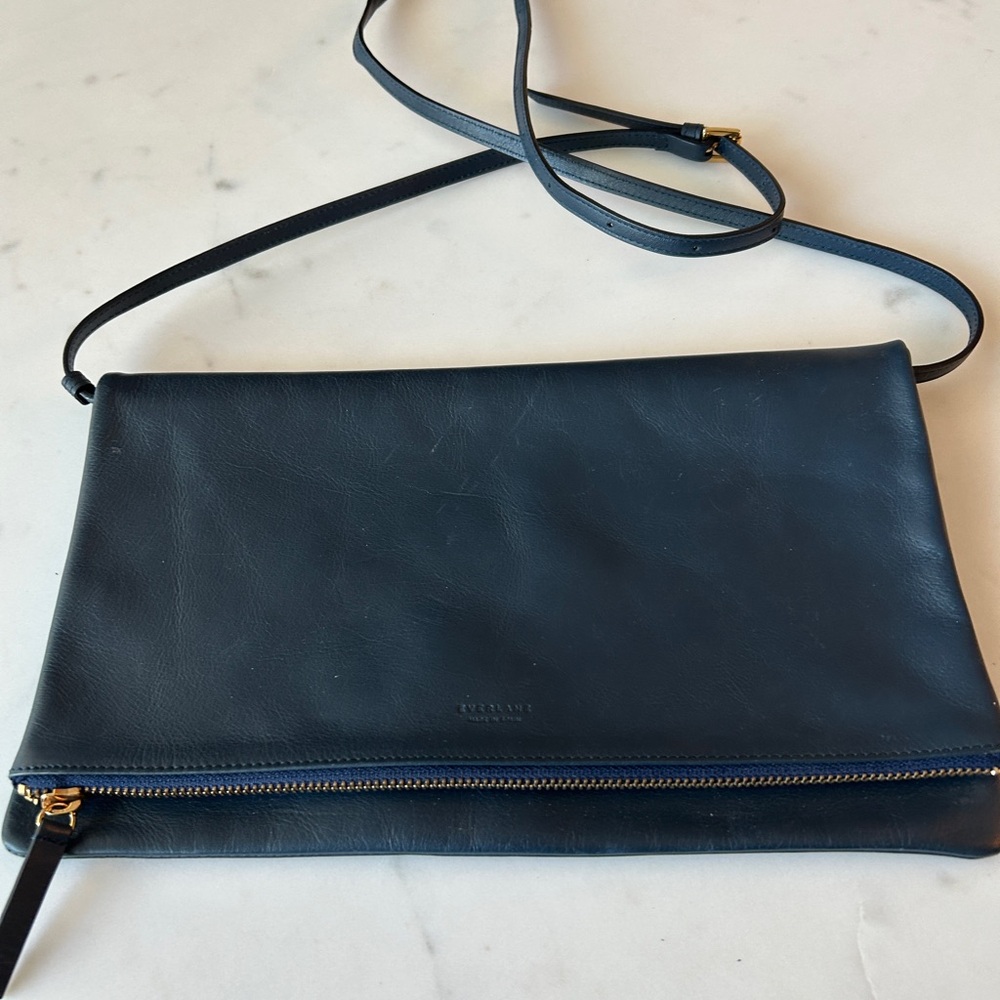 Everlane Navy Leather Crossbody Bag